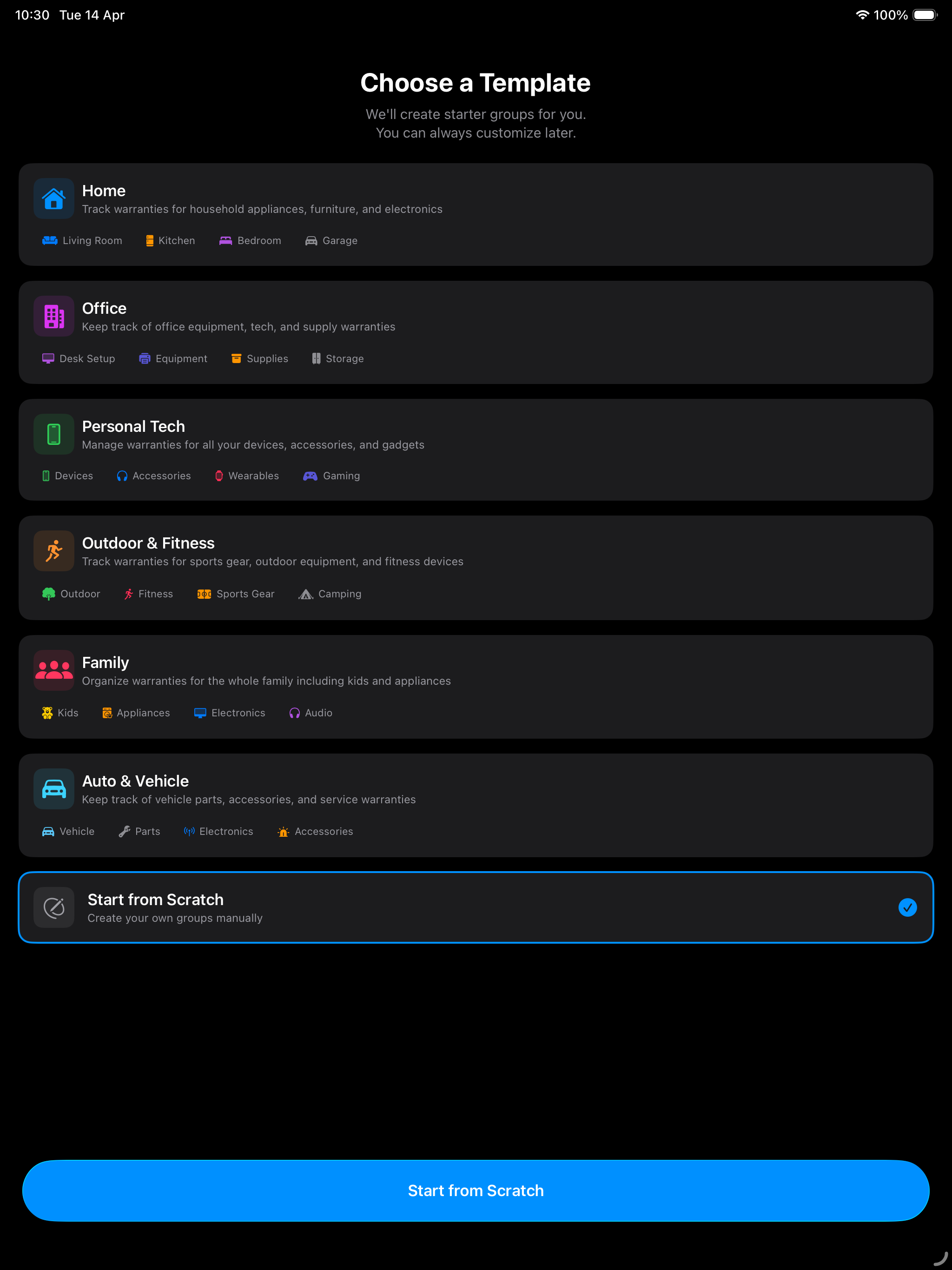 MyWrntee iPad Groups