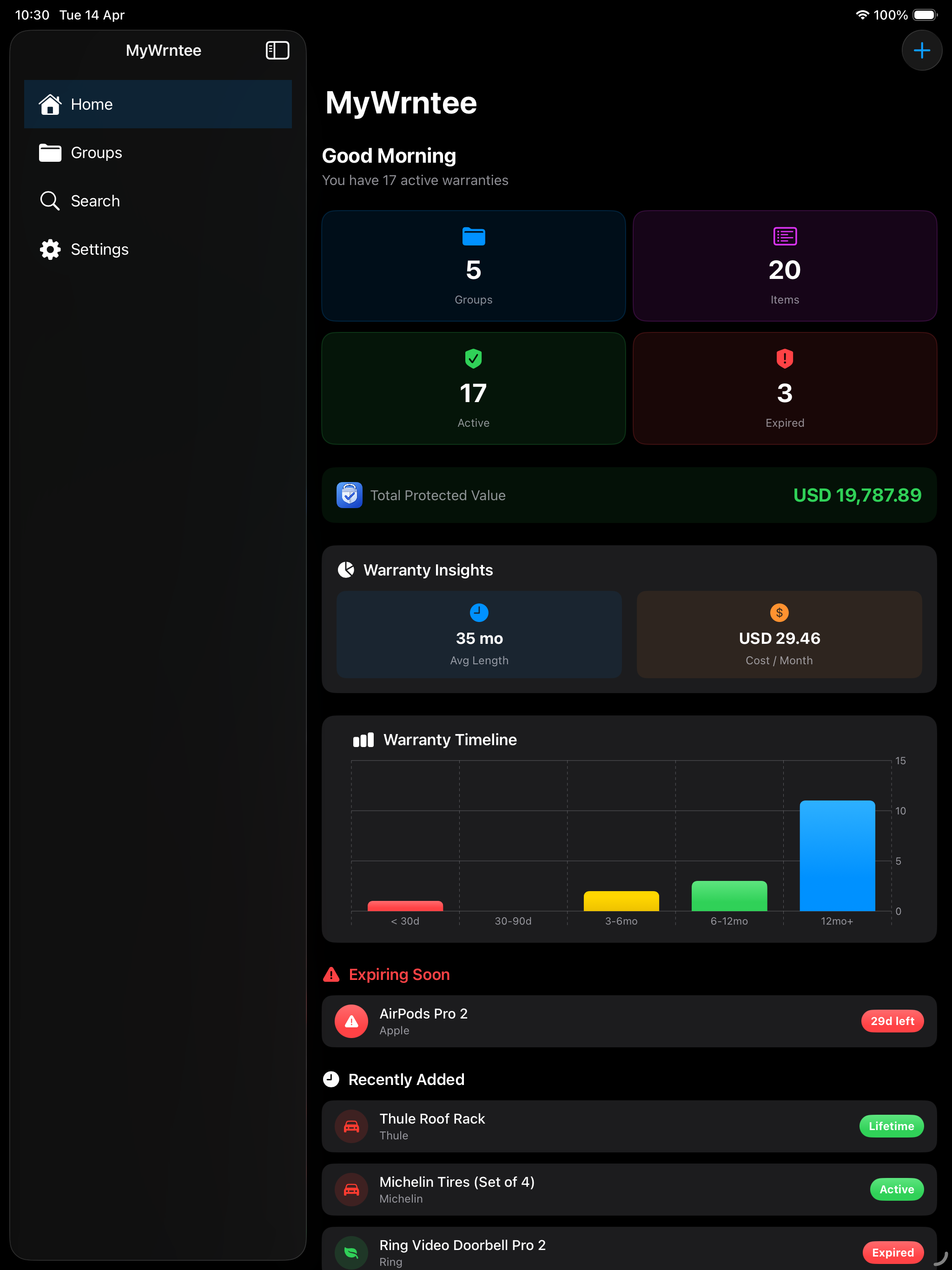 MyWrntee iPad Search