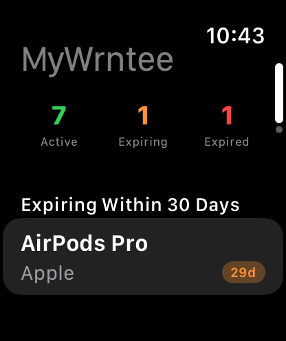 MyWrntee Watch Expiring Soon